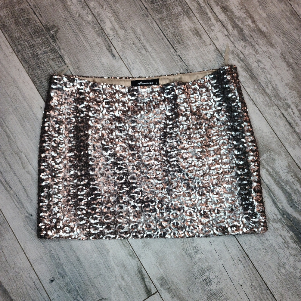 Olivaceous Sequin Party Mini skirt